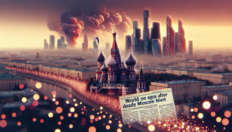 alt_text: Headline reads "World on Edge After Deadly Moscow Blast" with an image of Moscow cityscape.