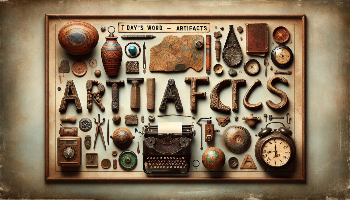 alt_text: A vibrant game logo with an archaeological theme, featuring tools and ancient artifacts.