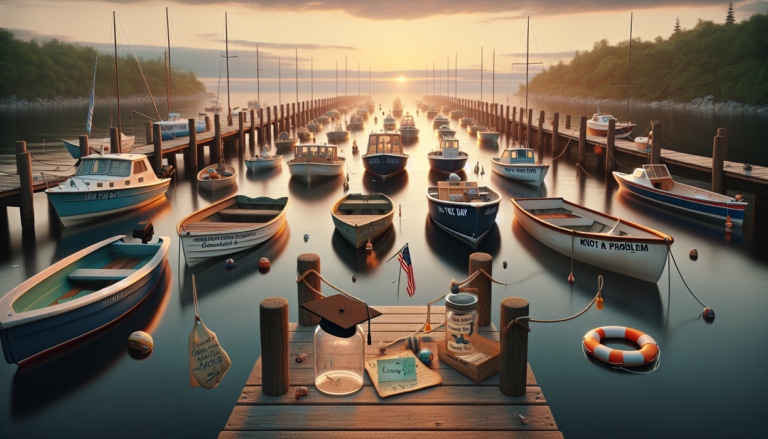 alt_text: A boat named "Breaking News" sails on calm blue waters under a clear sky.