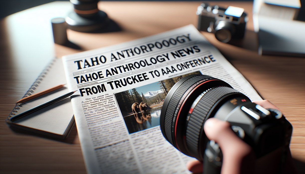 alt_text: Newspaper headline: "Tahoe Anthropology News: From Truckee to AAA Conference."