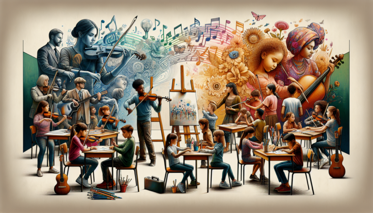 alt_text: "Arts Education News headlines a colorful classroom reshaping in California."