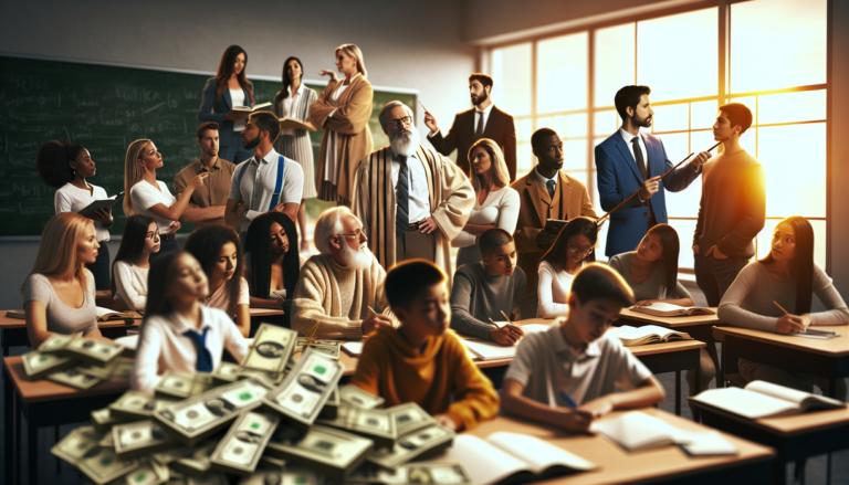 alt_text: Newspaper headline on accountability before increased school funding.