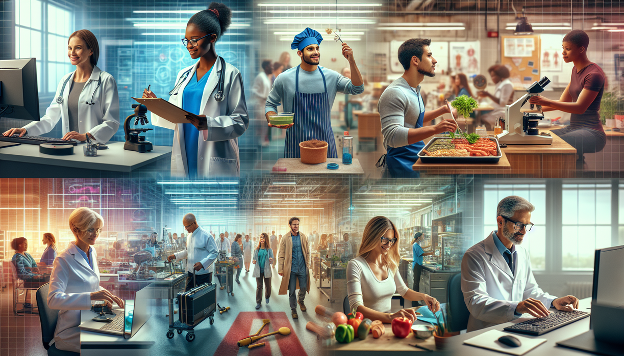 alt_text: Students exploring career paths with guidance, showcasing diverse professions and opportunities.