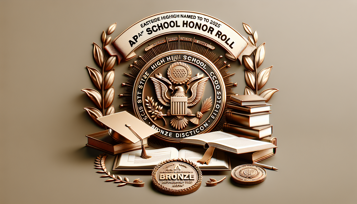 alt_text: EHS students celebrating their AP Honor Roll achievement in a school setting.