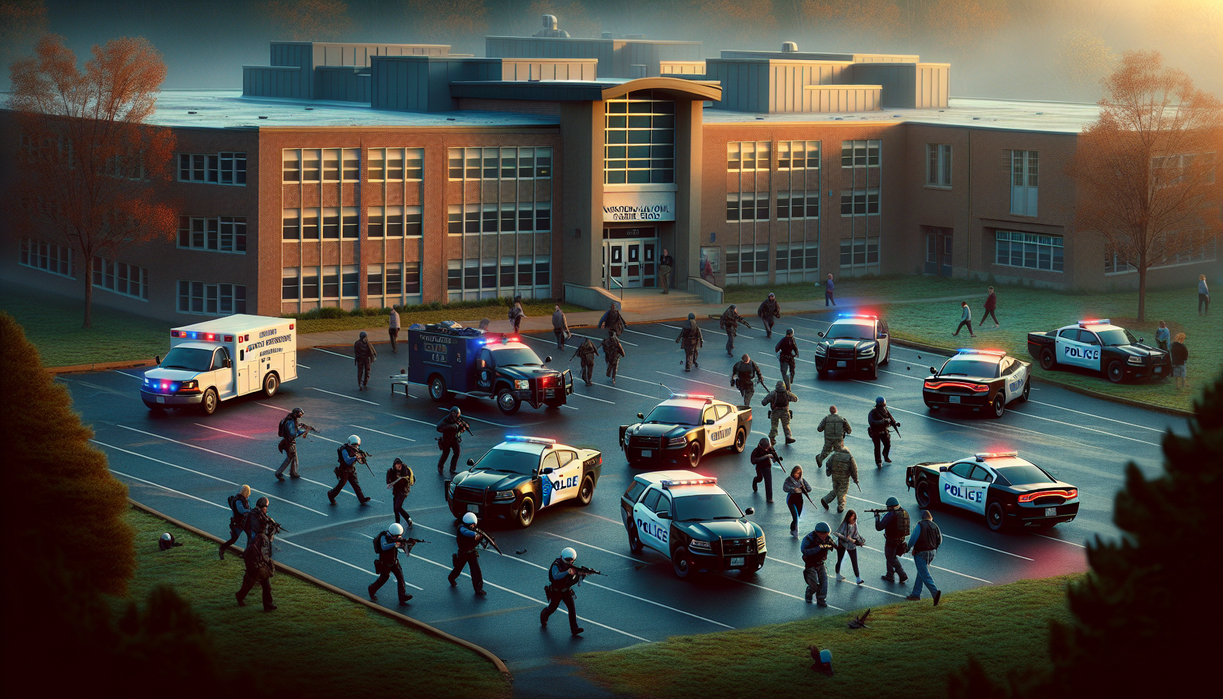 alt_text: Participants practice emergency response techniques during a crisis drill indoors.