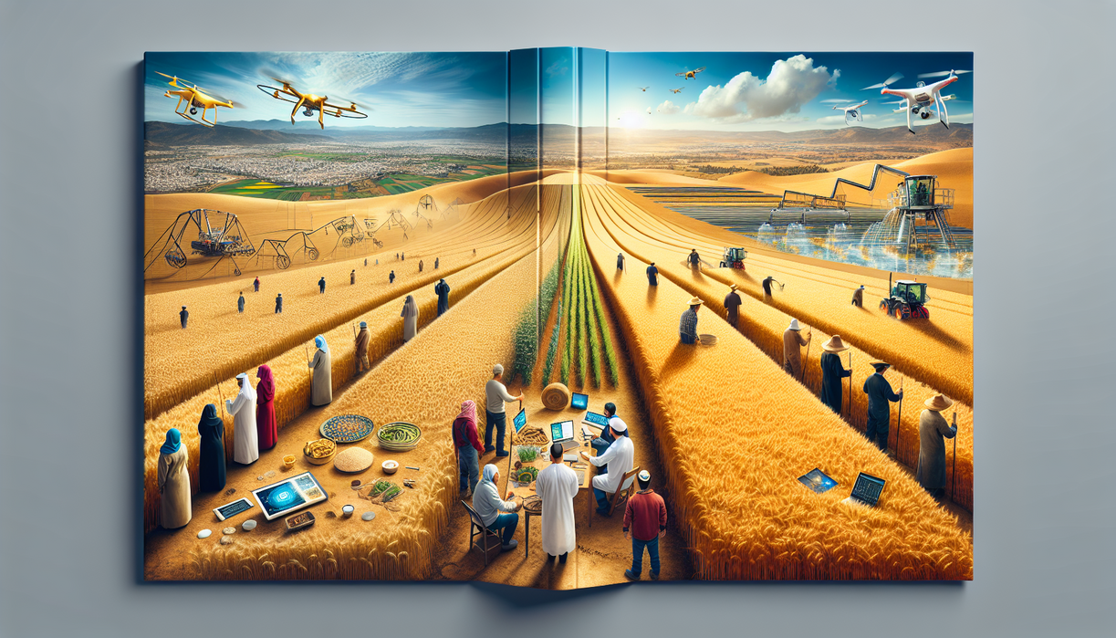 alt_text: "A poster titled 'InnovAgro: Rethinking Poverty in Algeria' with agricultural imagery."