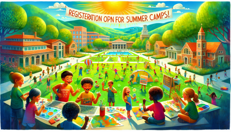 alt_text: People learning outdoors in summer, surrounded by greenery and sunlight, engaging in activities.