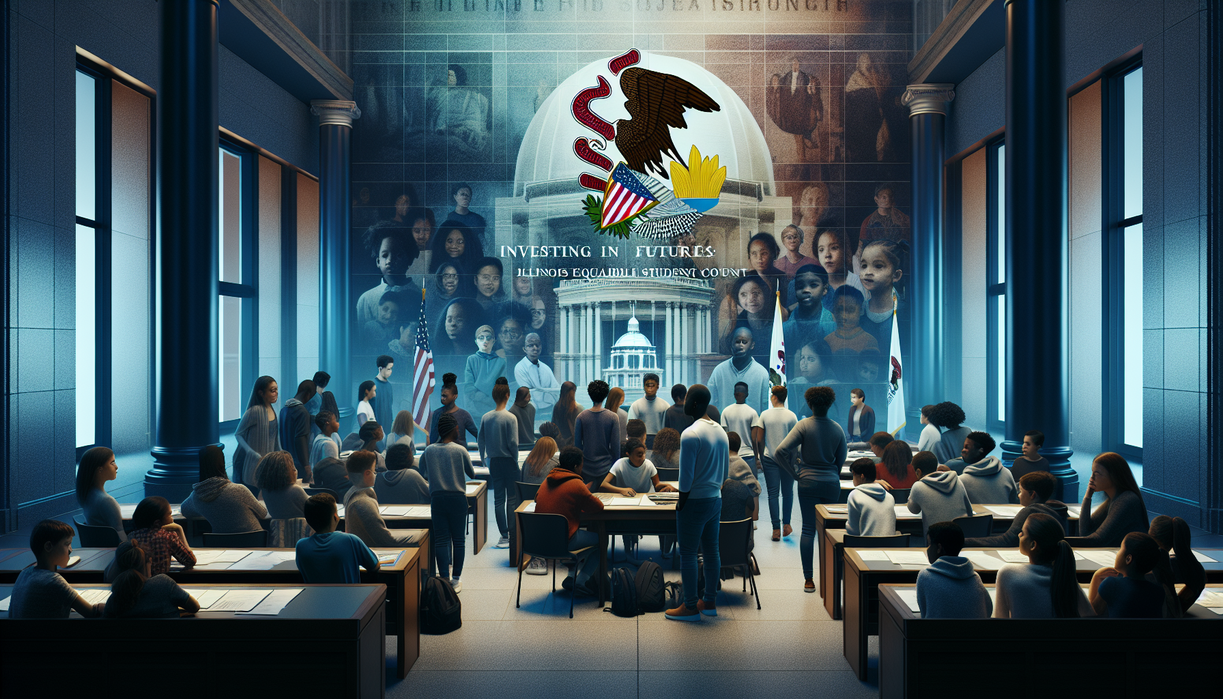 #alt_text: "Illustration of diverse students with books, highlighting context in school funding."