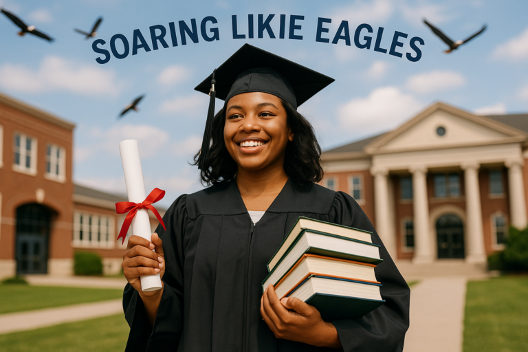 alt_text: "Silhouettes of students embracing, heading toward a sunrise labeled 'Class of 2026 Gateway.'"