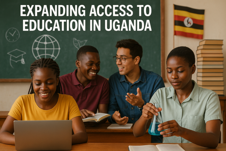 alt_text: Students in a Ugandan classroom attentively learning with new educational resources.